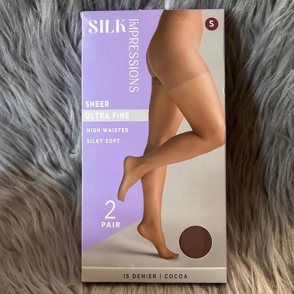 Silk Impressions Ultra Fine Sheer Tights Womens‎ Size Small Cocoa High Waisted